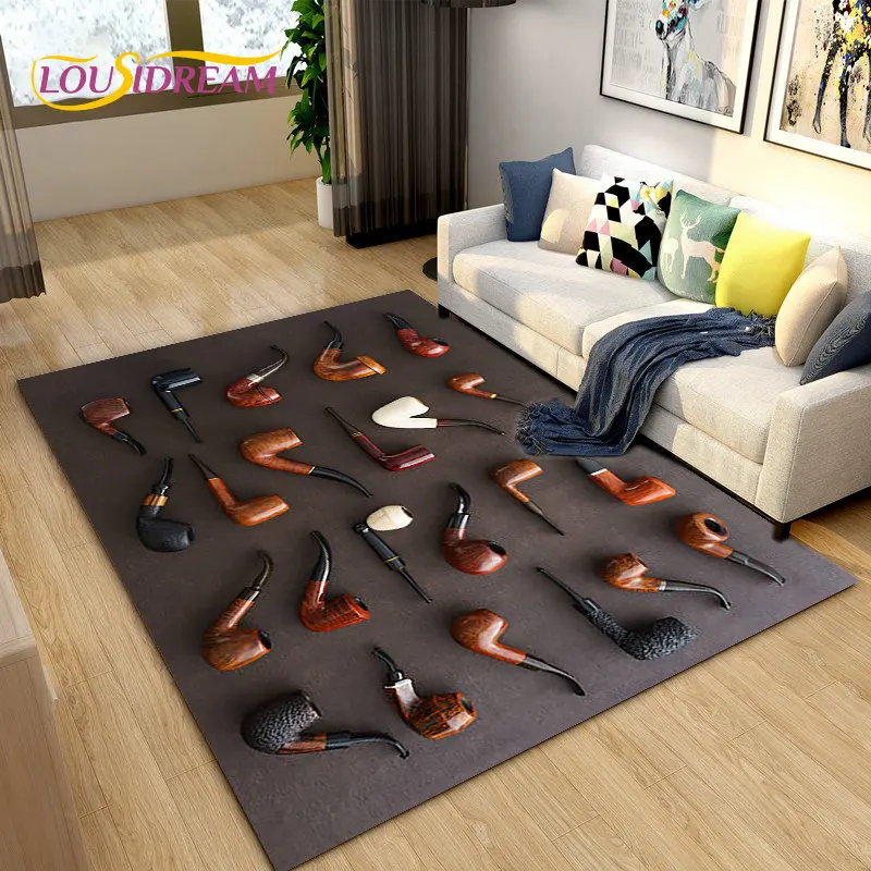 Tobacco Pipe Smoke Series Drink Area Rug,Carpet Rug for Living Room Bedroom Sofa Doormat Decoration,Kids Play Non-slip Floor Mat