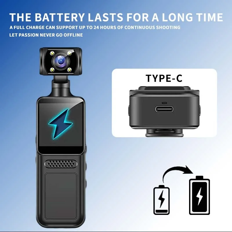 4K-Action-Kameras, Taschenkamera, 2K HD, tragbar, Nachtsicht, Sport, DV, digitales Video, Fitness-Enthusiasten-Recorder, 360° drehbar