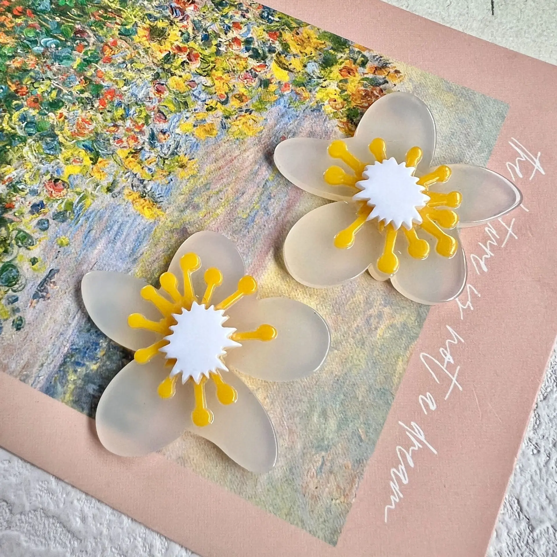 10pcs Acrylic Flower Patch Flat Back Resin Cabochons for Diy Phone Case Hair Clip Hair Accessories Jewelry Findings Decorations