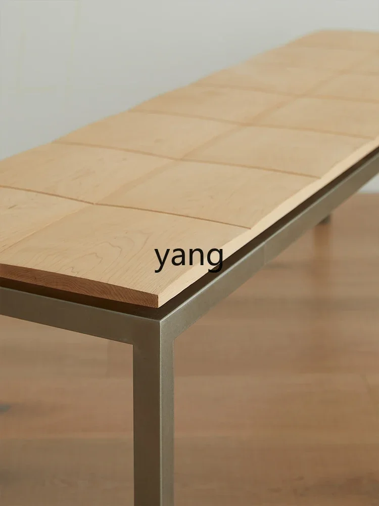 Yjq solid wood bench black wabi sabi wind log creative shoe change bench dining table matching