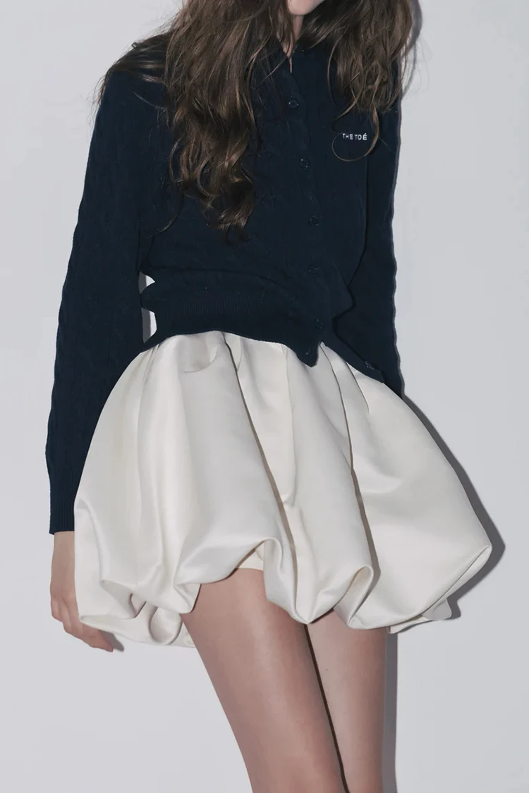 Lautaro Spring Summer Sweet Cute Soft Shiny Satin Mini Bud Skirt Women with Shorts High Waist Short Luxury Designer Clothes