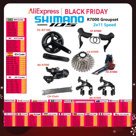 Shimano 105 R7000 Groupset FC-R7100 Crankset CS-R7000 Chain Shifter ST-R7000 Brake Caliper RD Front Derailleur For Road Bike
