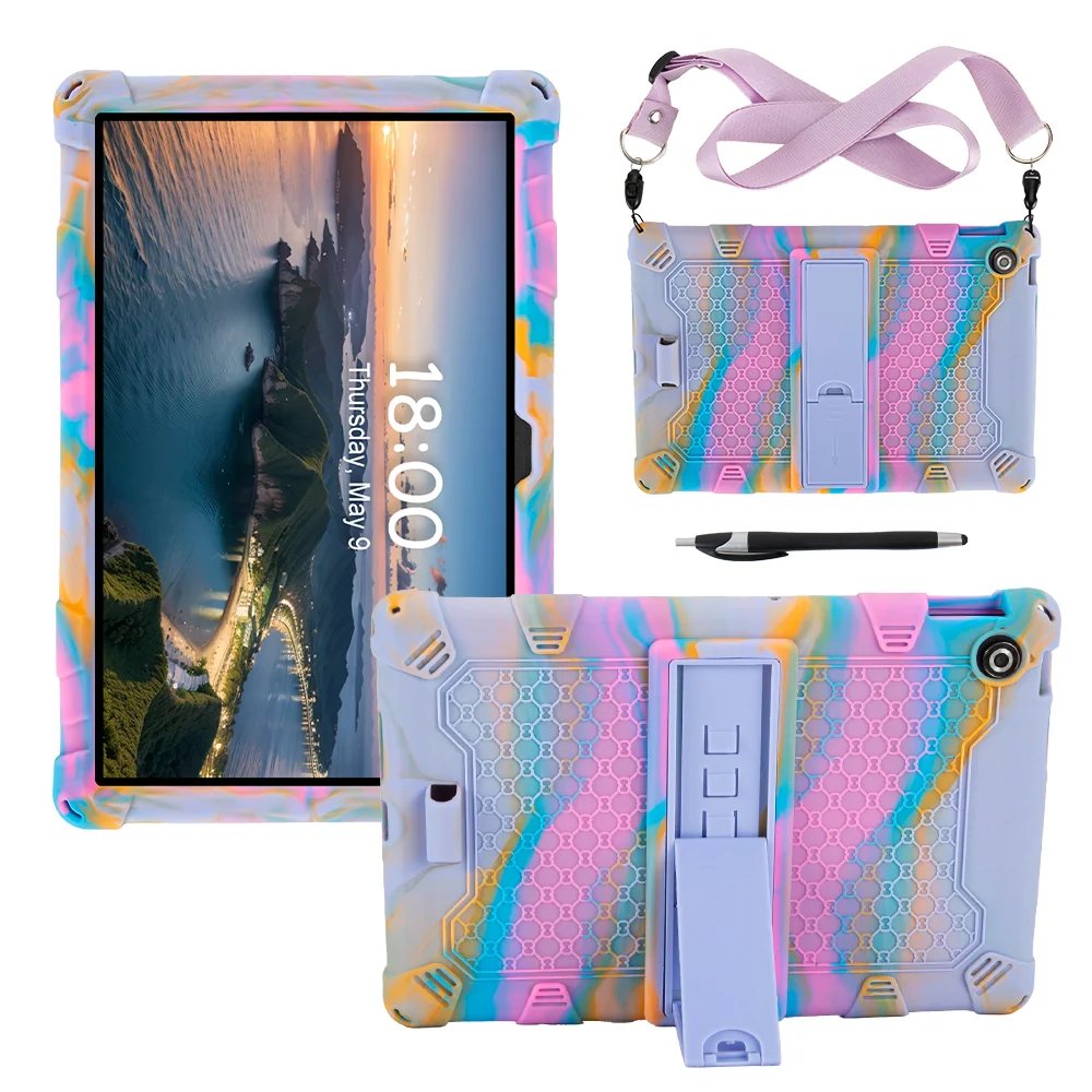 

Детский универсальный чехол для Lenovo Tab 10,1 2025 TB311XU K10C TB311FU 10,1 дюйма, регулируемый чехол-подставка с плечевым ремнем, мягкий силикон