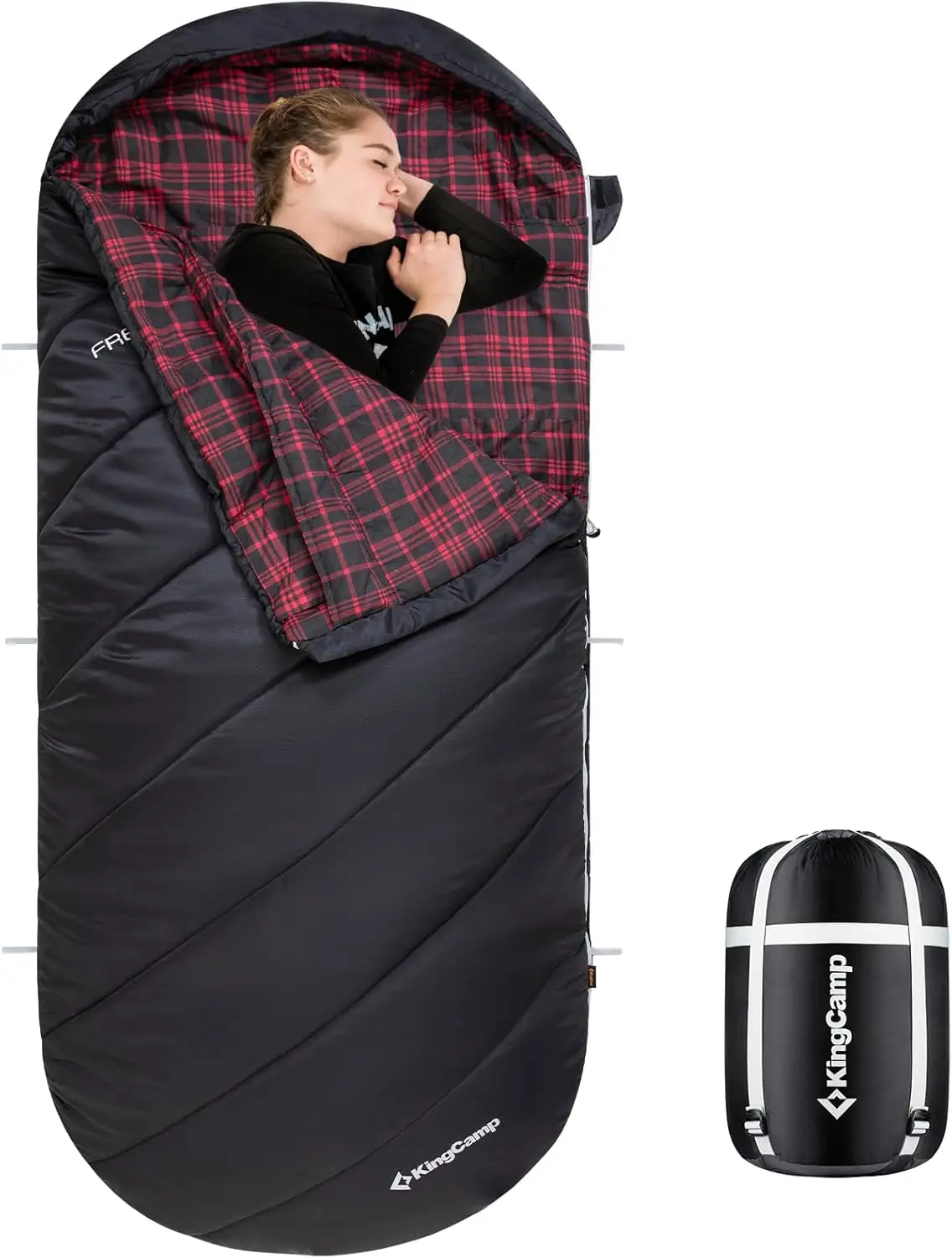 

Extra Wide Sleeping Bag for Adults, Cold Weather Waterproof Flannel, Portable for Camping Hiking Indoor Outdoor
