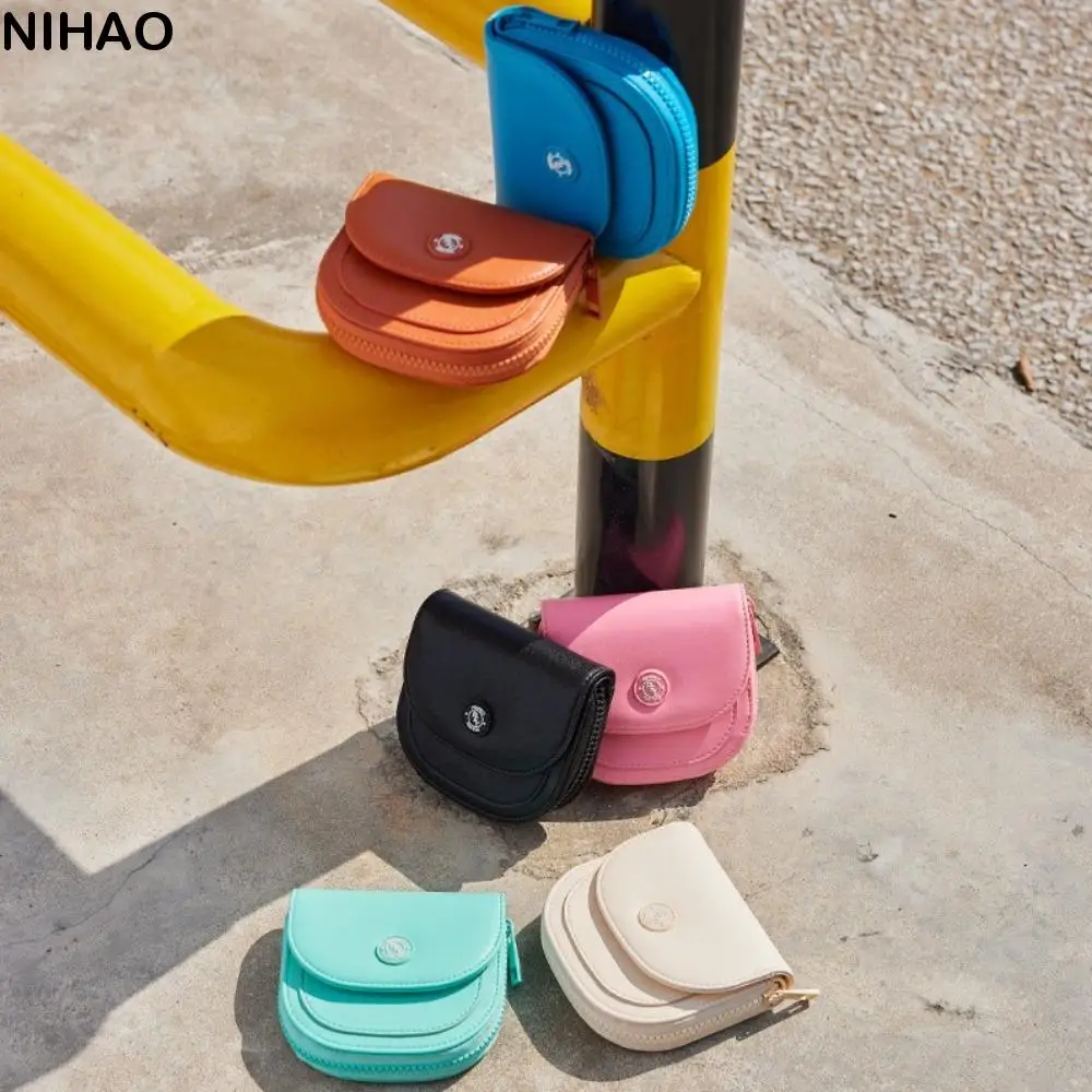 

Korean Style PU Leather Coin Bag Solid Color Card Holder Multi-card Coin Wallet Lipstick Earphone Pouch Purse Mini Storage Bag