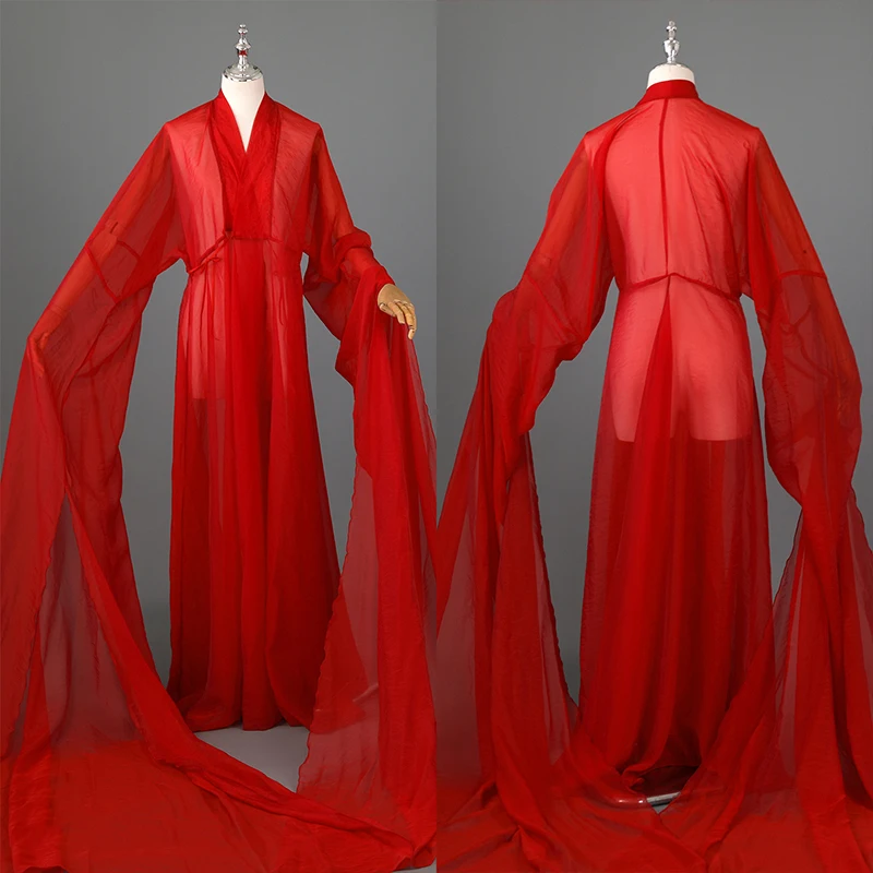 Antique Long Water Sleeve Traditional Hanfu Performance Opera Dance Clothes Women's Costume Tang Song Dynasties Dress Inner Robe