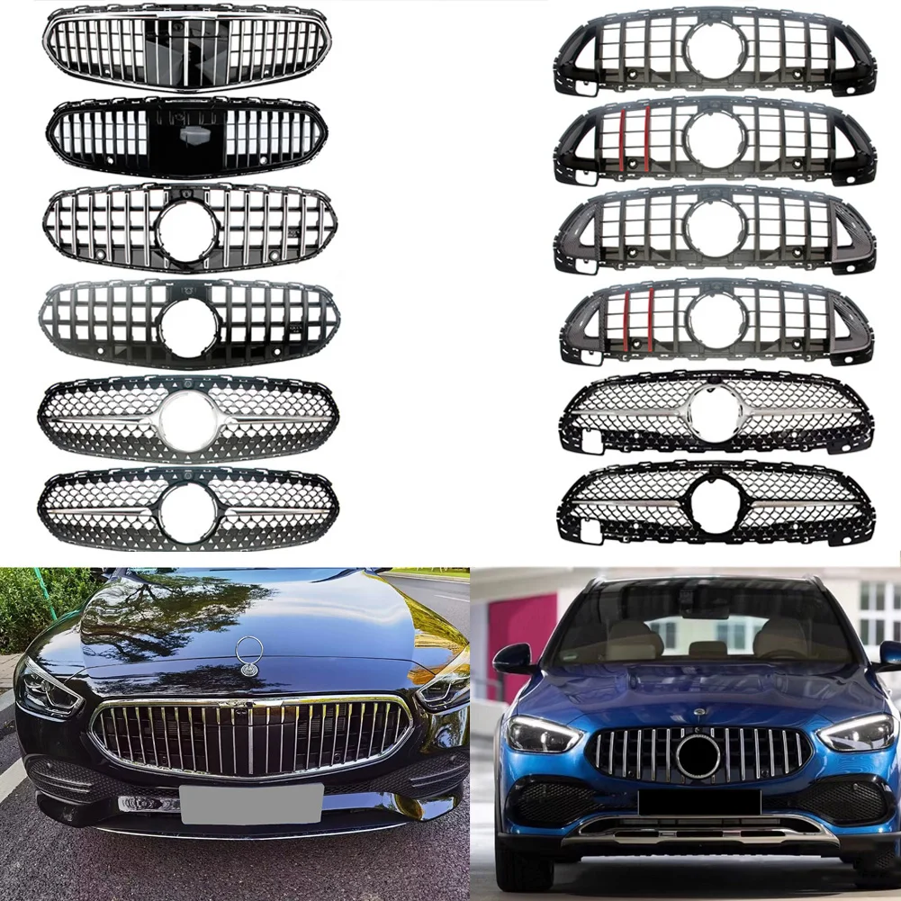

Передние гоночные решетки радиатора GT Look для Mercedes-Benz W206 C206 C200 C220 C300 C350 C43 AMG Line 2022-2024