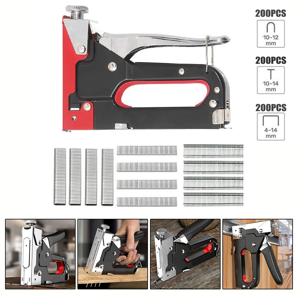 1set Pneumatic Nail Gun DIY Furniture Construction Stapler Upholstery Staple Gun Home Decor Carpentry Tool Furniture Repair Tool 