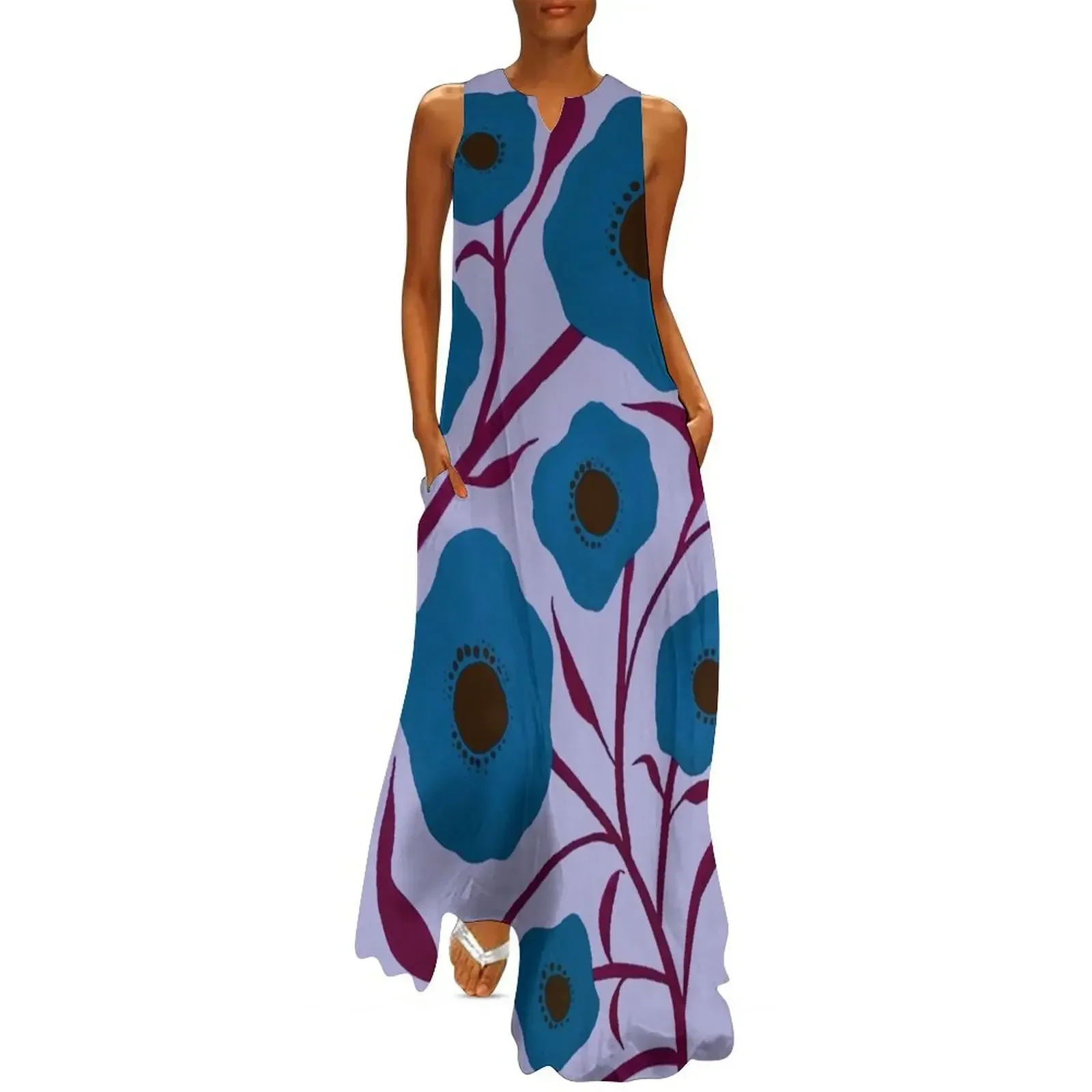 

Midcentury Blues Long Dress prom dress 2025 sleeve dresses with sleeves woman