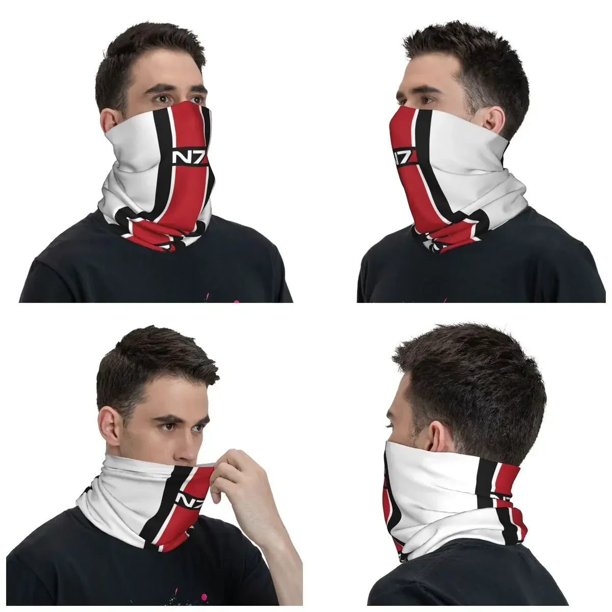 Mass Effect N7 Bandana Winter Neck Warmer Men Windproof Wrap Face Scarf for Hiking Alliance Video Game Gaiter Headband