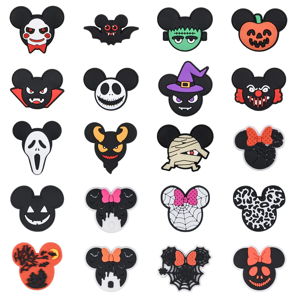 

1pcs Halloween Mickey Mouse Ears Shoe Charms with Pumpkin, Bat, Mummy, Witch Hat & Ghost Decorations for Shoes