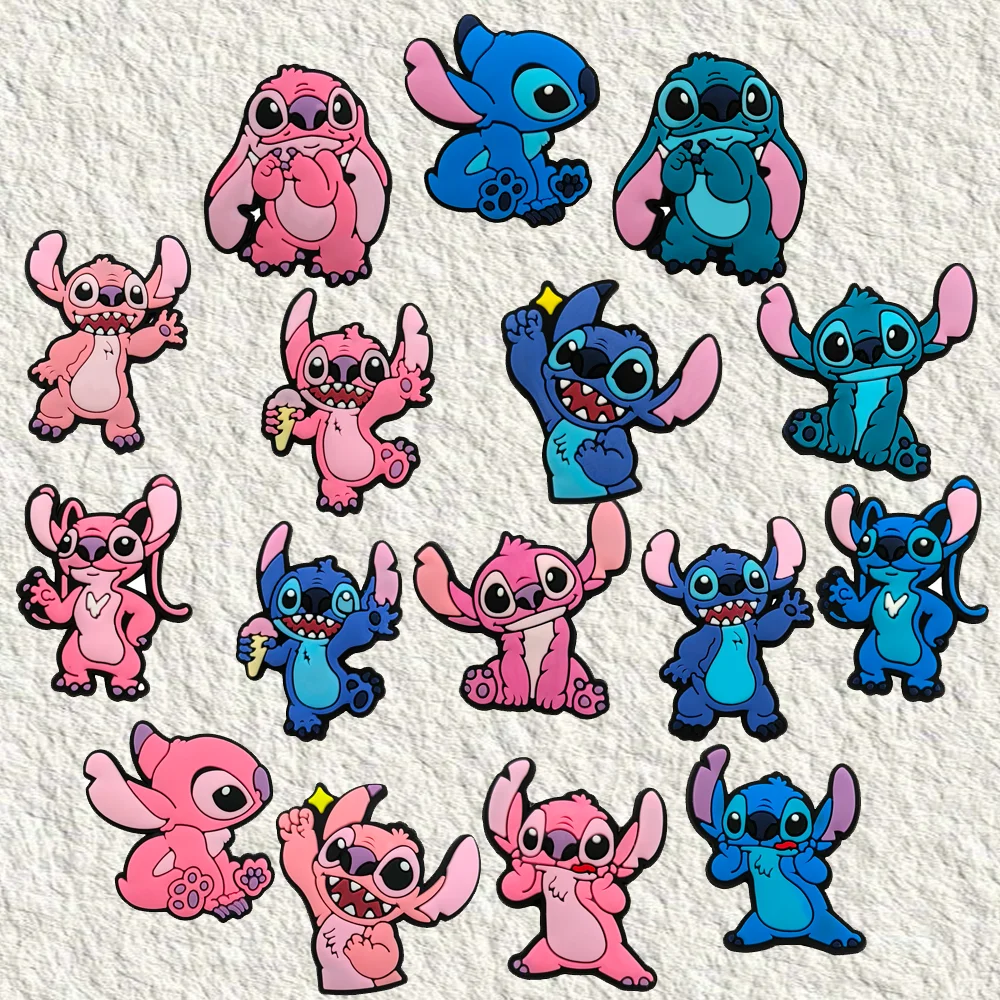 

16Pcs/Set Cartoon Stitch Shoes Charms PVC Accessories DIY Disney Shoe Decoration For Sandal Garden Buckle Kids X-mas Gift