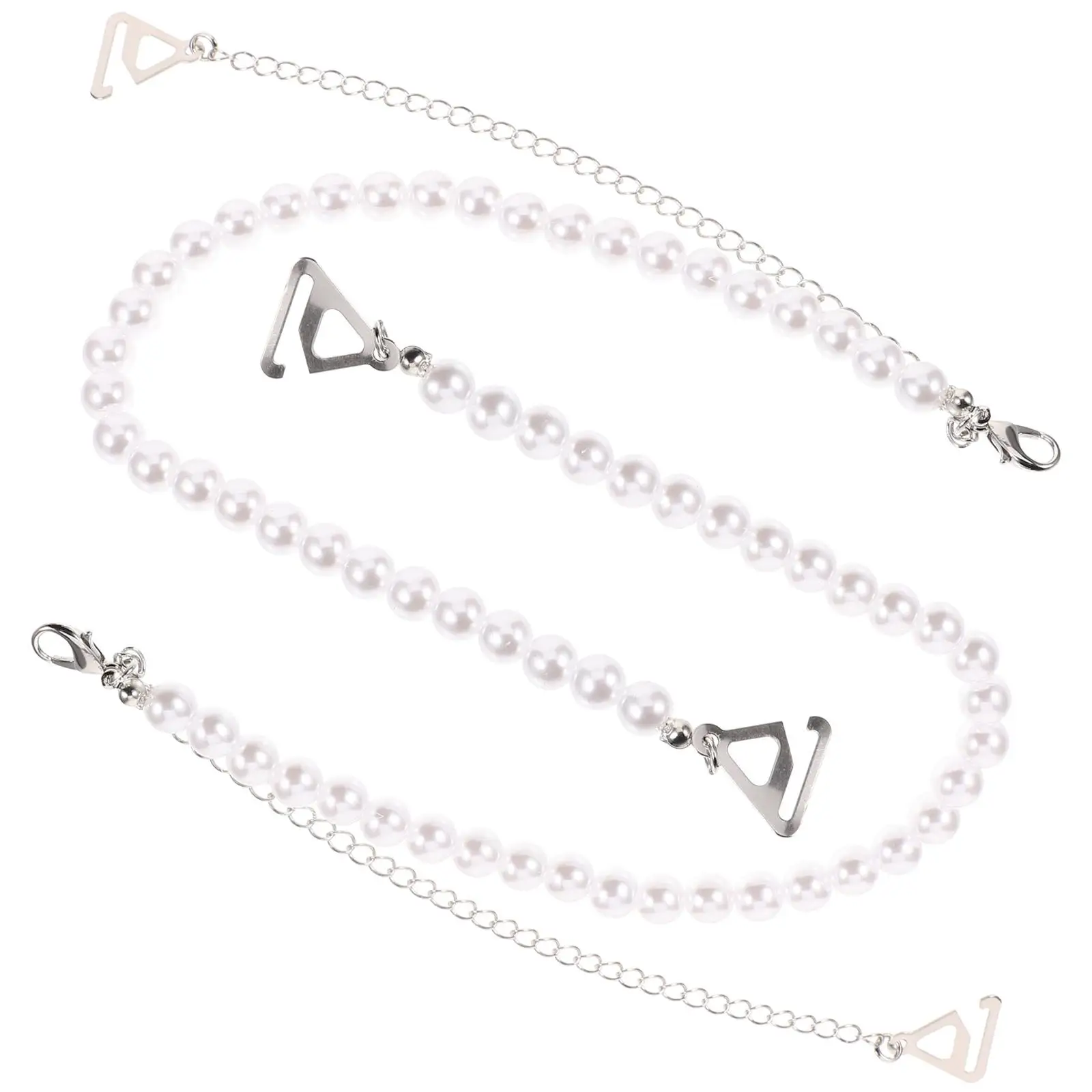 

Pearl Shoulder Strap Bra Straps 8mm Double Pearl Beaded Design Metal Chain Replacement Dress Straps Strapless Easy Fix Stable