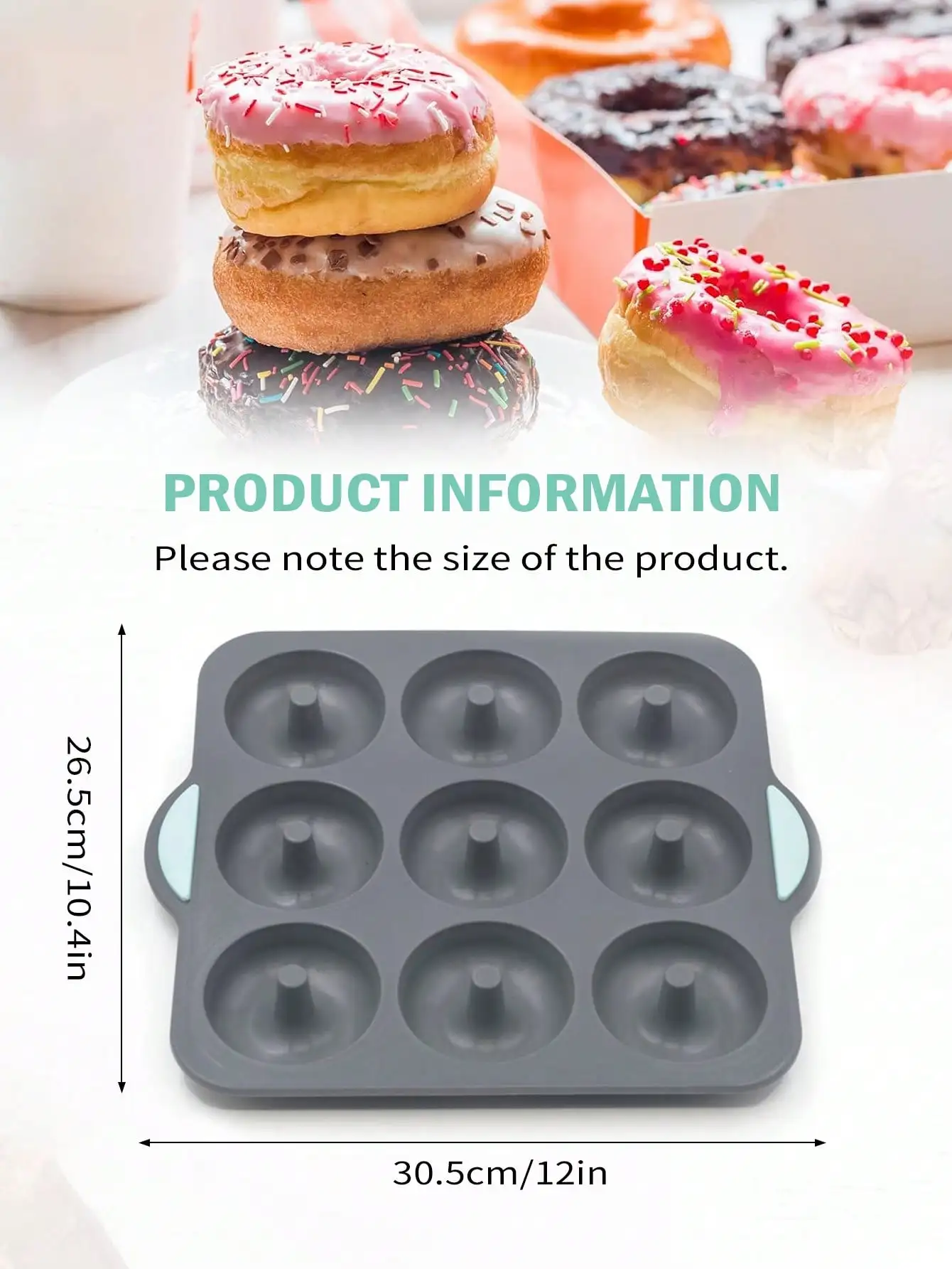 Leeseph Large Professional Grade Donut Pan for Baking  9 Cavity Silicone Donut Mold  Non-Stick BPA Free Dishwasher Safe