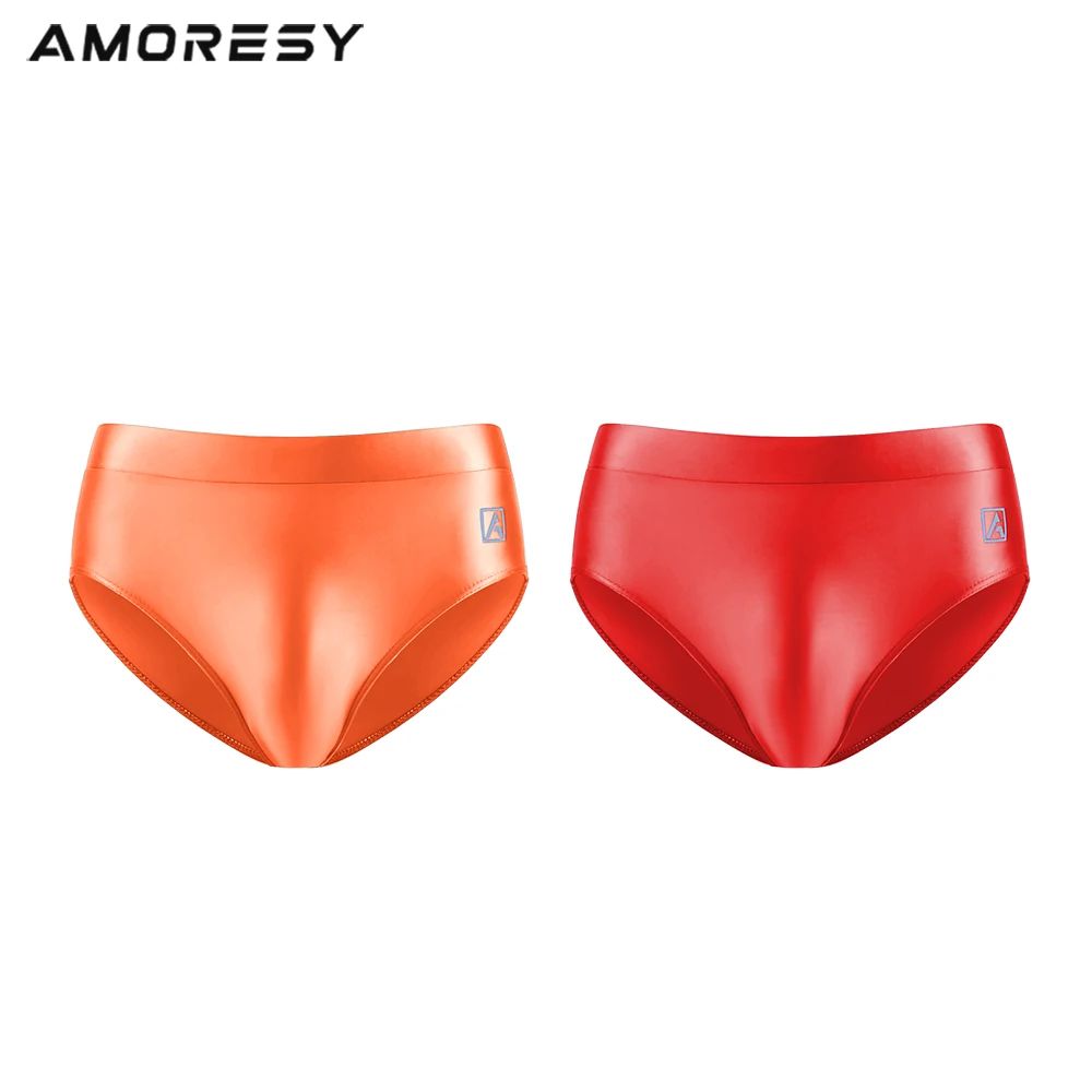 AMORESY-ropa interior deportiva para hombre, calzoncillos transpirables brillantes de Color sólido, serie Eros