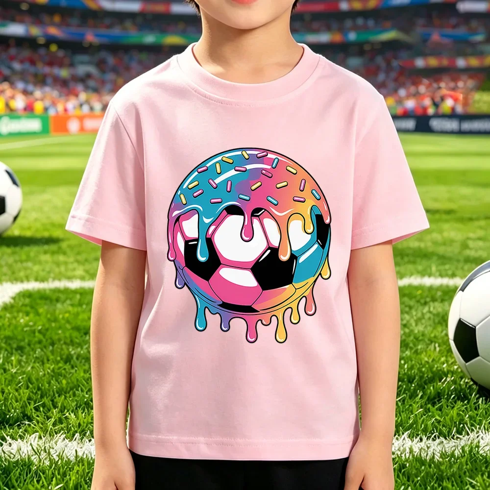 Summer New T-shirt Loose Comfortable Soft Skin Friendly Fashionable Versatile Creative Football Print Short Sleeved Top