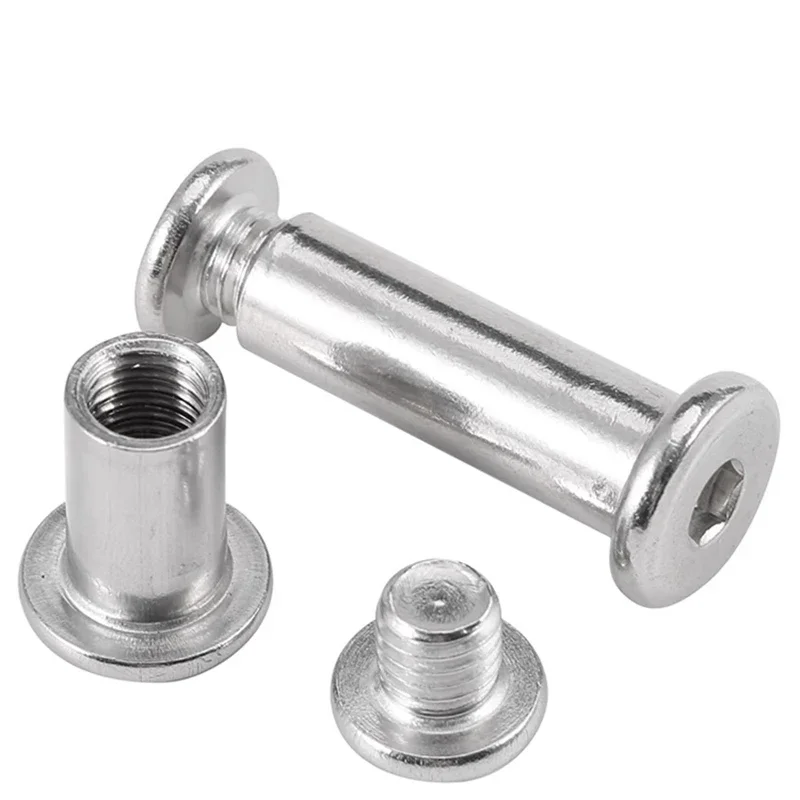 1~10Set M2 M3 M4 M5 M6 M8 M10 Stainless Steel Flat Hex Hexagon Socket Head Furniture Rivet Connector Insert Joint Sleeve Cap Nut