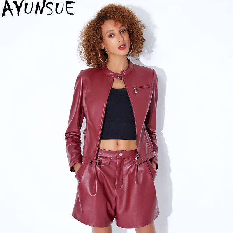 AYUNSUE Genuine Leather Jacket for Woman 2025 Real Sheepskin Womens Motocycle Jackets Spring Autumn Clothes Косуха Женская