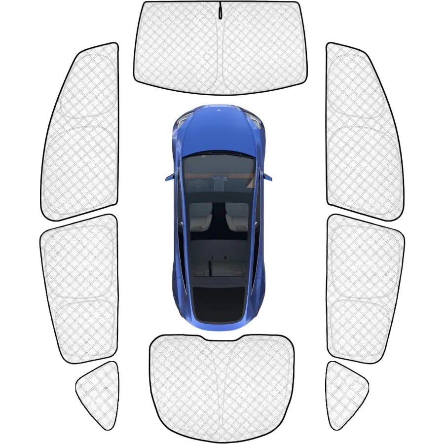 

8 шт. полностью утолщенные солнцезащитные козырьки для 2025 2026 Tesla Model Y Juniper, аксессуары Tesla Y, защитные чехлы на окна автомобиля для лобового стекла S