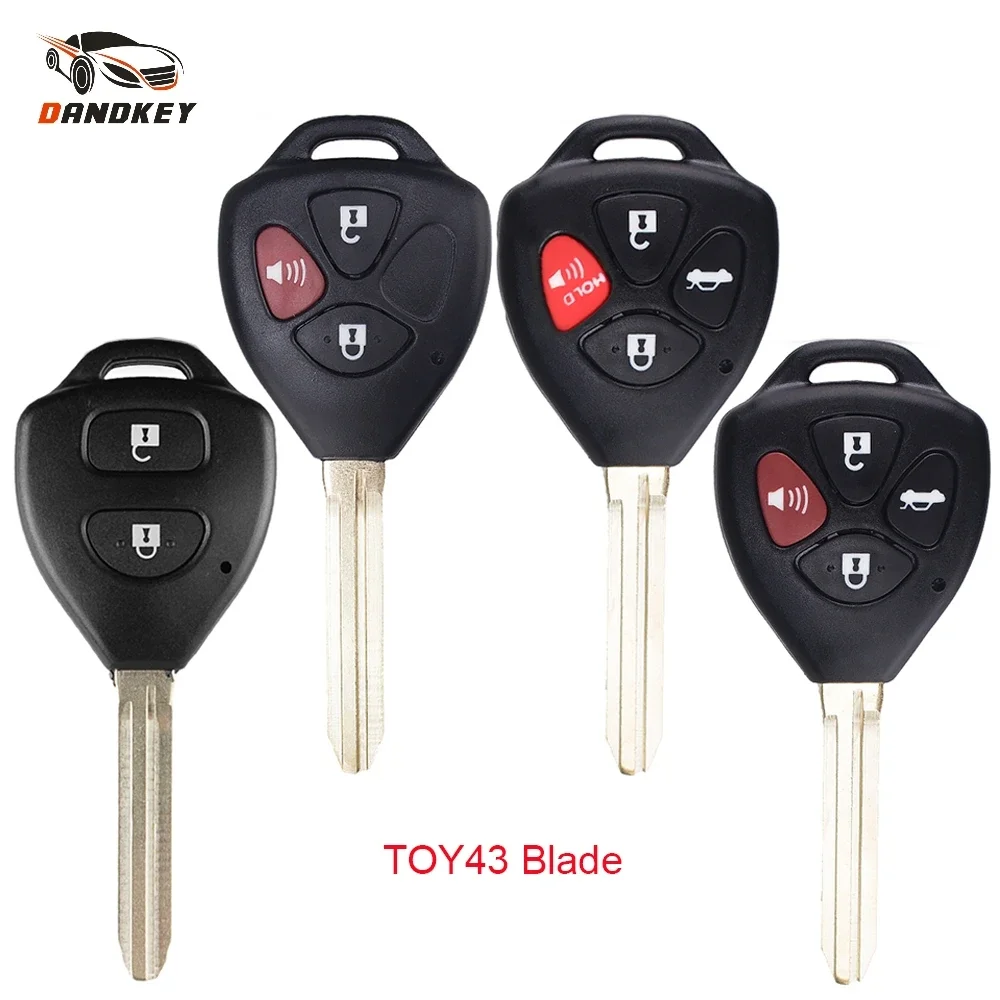 Dandkey 2 3 4 Pulsante Car Remote Key Borsette Fob Per Toyota Avalon Corolla Matrix RAV4 Venza Yaris 2007 2008 2009 Caso chiave TOY43