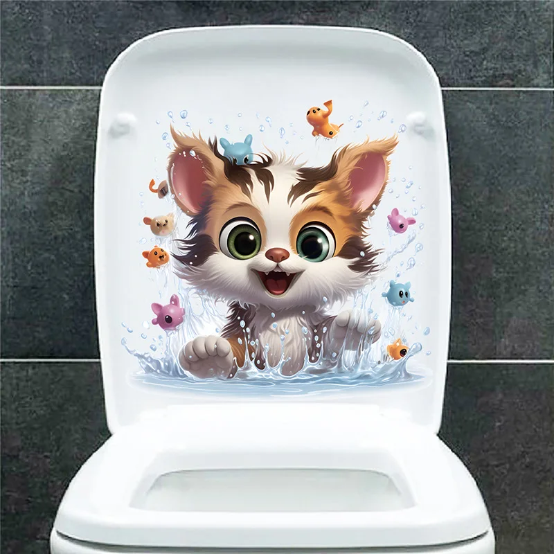 

Cartoon Puppy Toilet Lid Decal Waterproof WC Door Sticker Removable Self-Adhesive Decor Household Mural Stickers M912