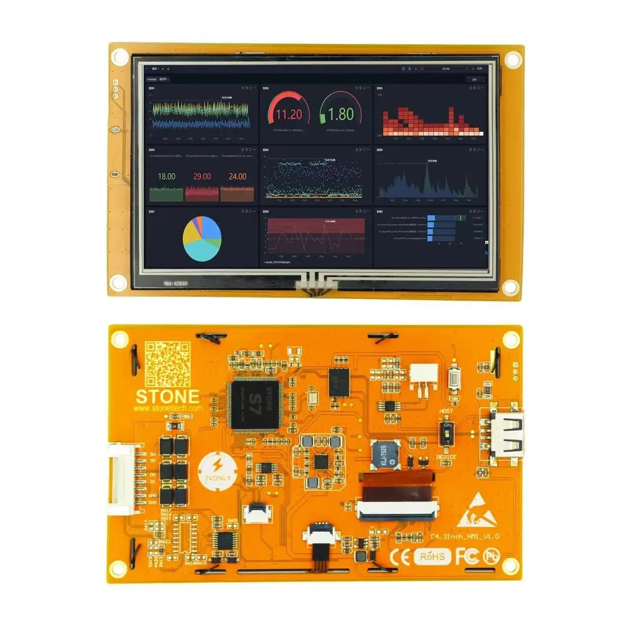 

4.3"TFT monitor & Touch controller whole display system that comes with no-cost GUI design software(STONE Designer)