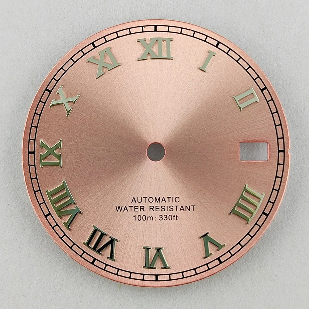 Quadrante dell'orologio da 29 mm Quadrante NH35 Quadrante con indice romano C3 Quadrante marrone/rosa/blu/conchiglia adatto per movimento NH35