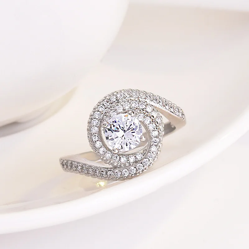 S925 Sterling Silver New Full Diamond Spinner Ring For Women 2 Carat Finger Ring High Quality Durable Fine Jewelry 