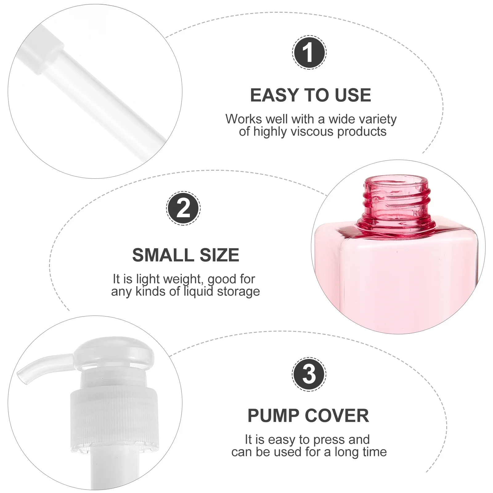 

3Pcs Press Pump Bottles Set Transparent Refillable Empty Lotion Dispenser Lightweight Leakproof Travel Storage