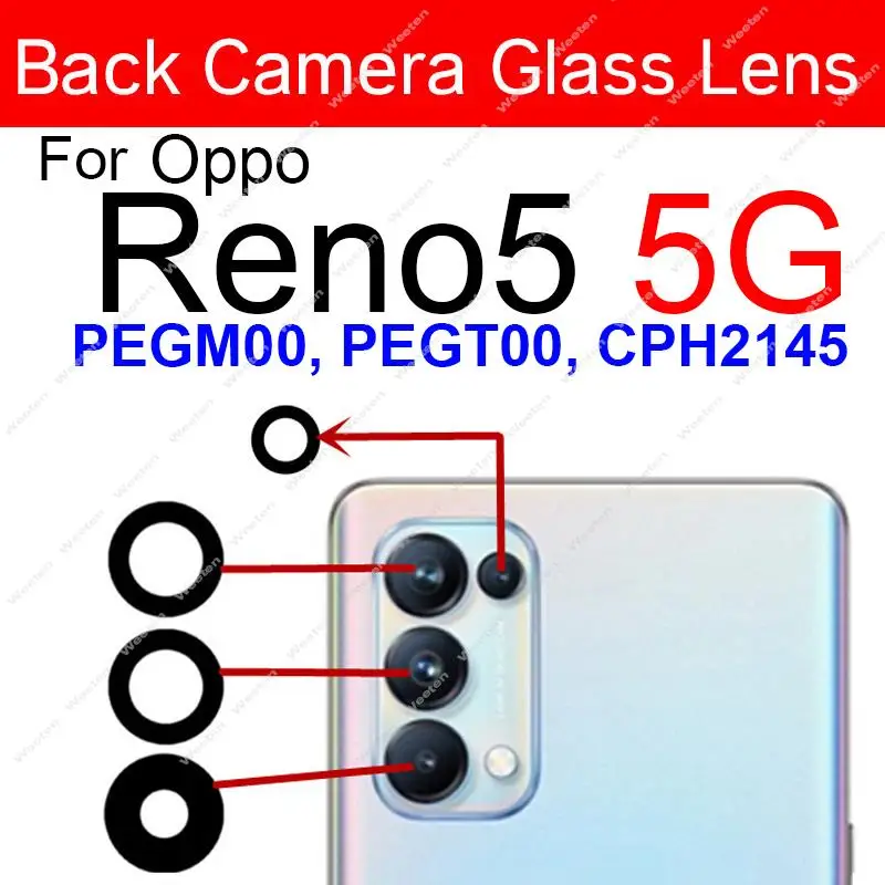 Back Camera Glass Lens For OPPO Reno 5 6 Pro Plus Pro+ 5Lite 5F 5Z 5K 4G 5G Rear Main Camera Lens with Glue Sticker Parts