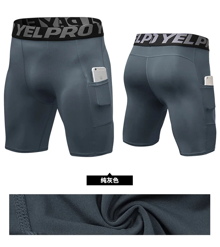 Sport-Shorts für Herren, Kompressions-Laufshorts mit Tasche, schnell trocknend, Workout, Fitnessstudio, Shorts, Fitness, Sport-Leggings für Herren – Detail 16