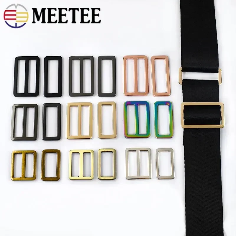 

10Pcs Leather Bag Strap Adjust Buckle 20-50mm Metal Tri-Glide Square Buckles Backpack Webbing Connect Clasp Repair Loop Hardware