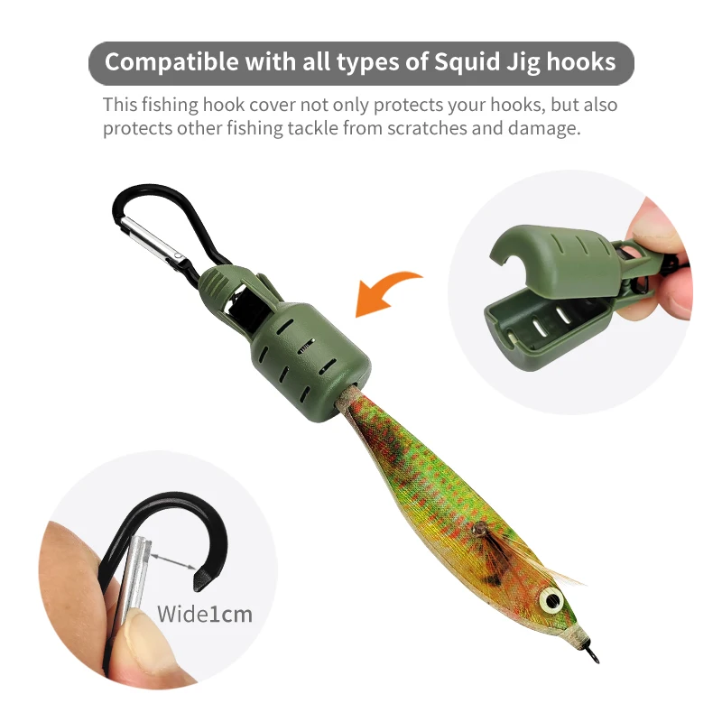 9pcs M# Squid Jig Bait Protector Kit Webfoot Octopus Egi Hooks Cover Cuttlefish Umbrella Lure Cap with Carabiner Fishing Tackle