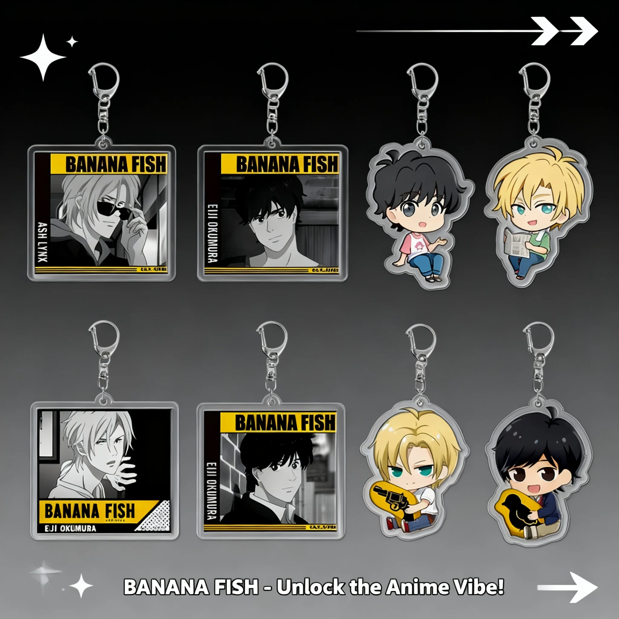 

Banana Fish Thrilling Killer Acrylic Keychain Pendant Anime Merchandise Cross Border Ready Stock Wholesale Figure Accessories