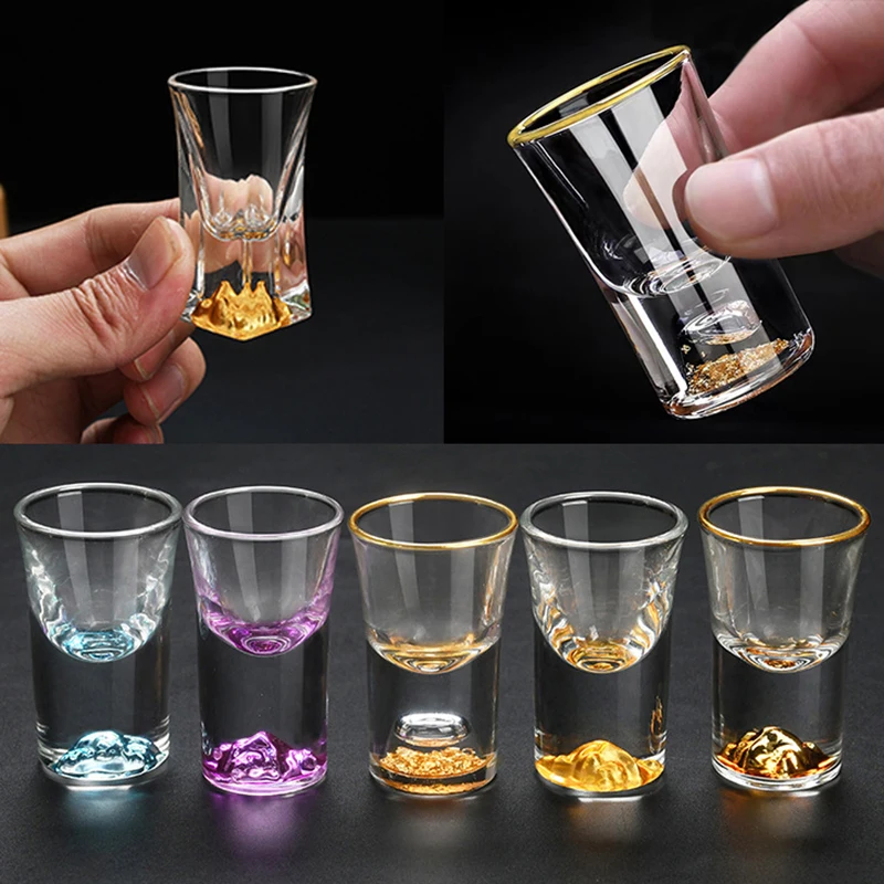 Copo de chá de vidro de cristal de luxo vodka saquê shochu barra de vidro liceur folha de ouro presentes high-end copos de licor duro