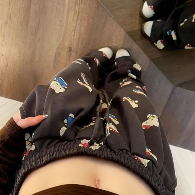 Pants Wide Leg Pants Hello Kitty Women's Spring/summer Thin Style Sanrio Fat Mm Casual Look Slim Floor Pants Large Cartoon Print view 5