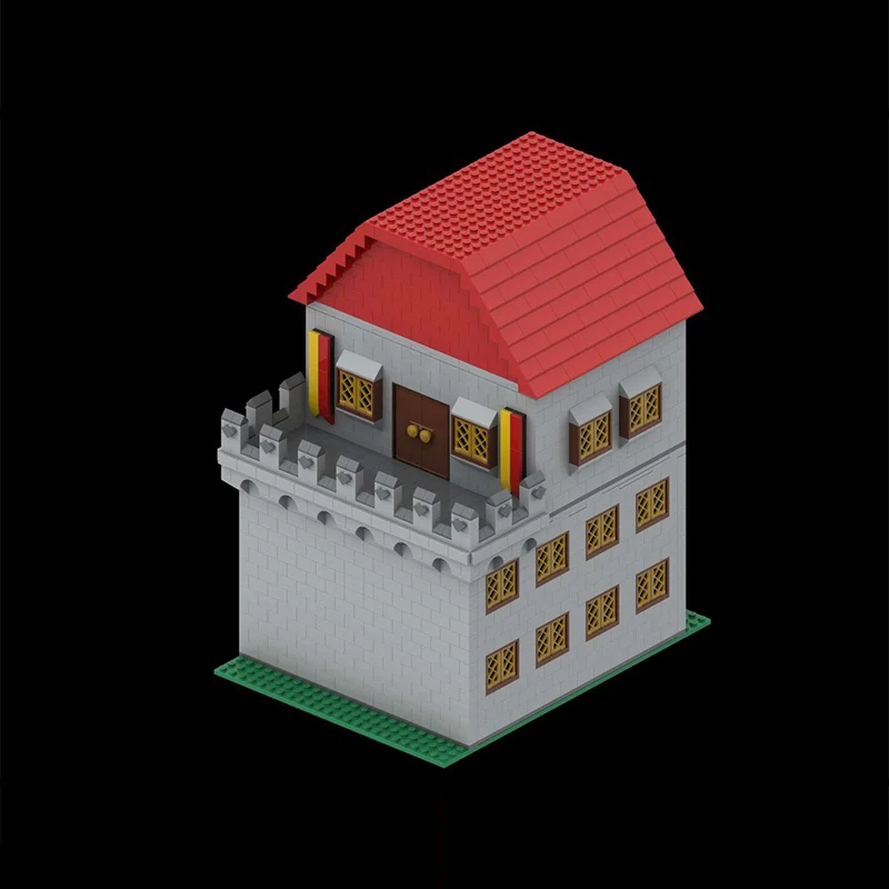 Castello medievale Modello MOC Mattoni da costruzione Castello Quarti viventi Tecnologia modulare Regali di festa per bambini Assemblare giocattoli vestito