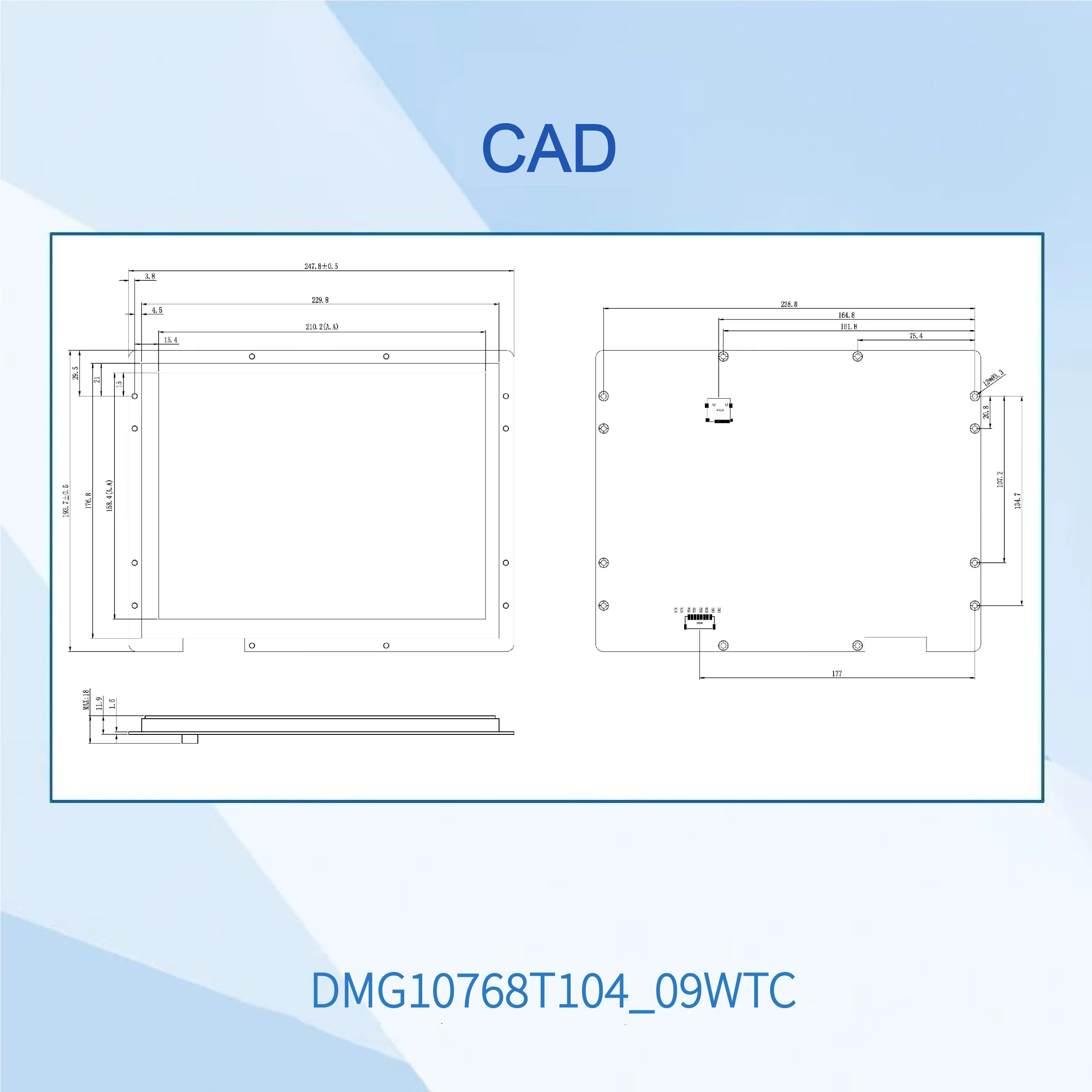 DWIN 10.4 inch 1024*768 Resolution High Brightness HMI IPS-TFT-LCD Industrial Anti-UV Module TTL/RS232 Arduino DMG10768T104_09W