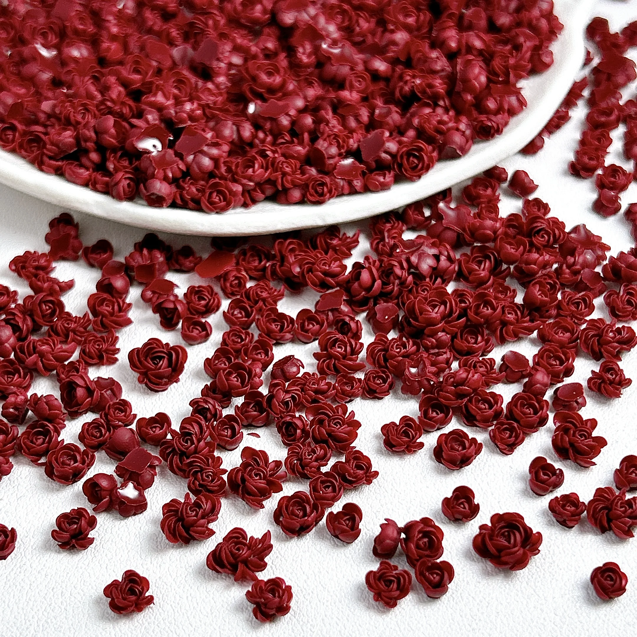 60 SZT. Mini Ozdoby do Paznokci z Żywicy w Kształcie Róż w Jednolitym Kolorze, Minimalistyczne, Świecące, Symulowane Kwiaty do Dekoracji Paznokci DIY