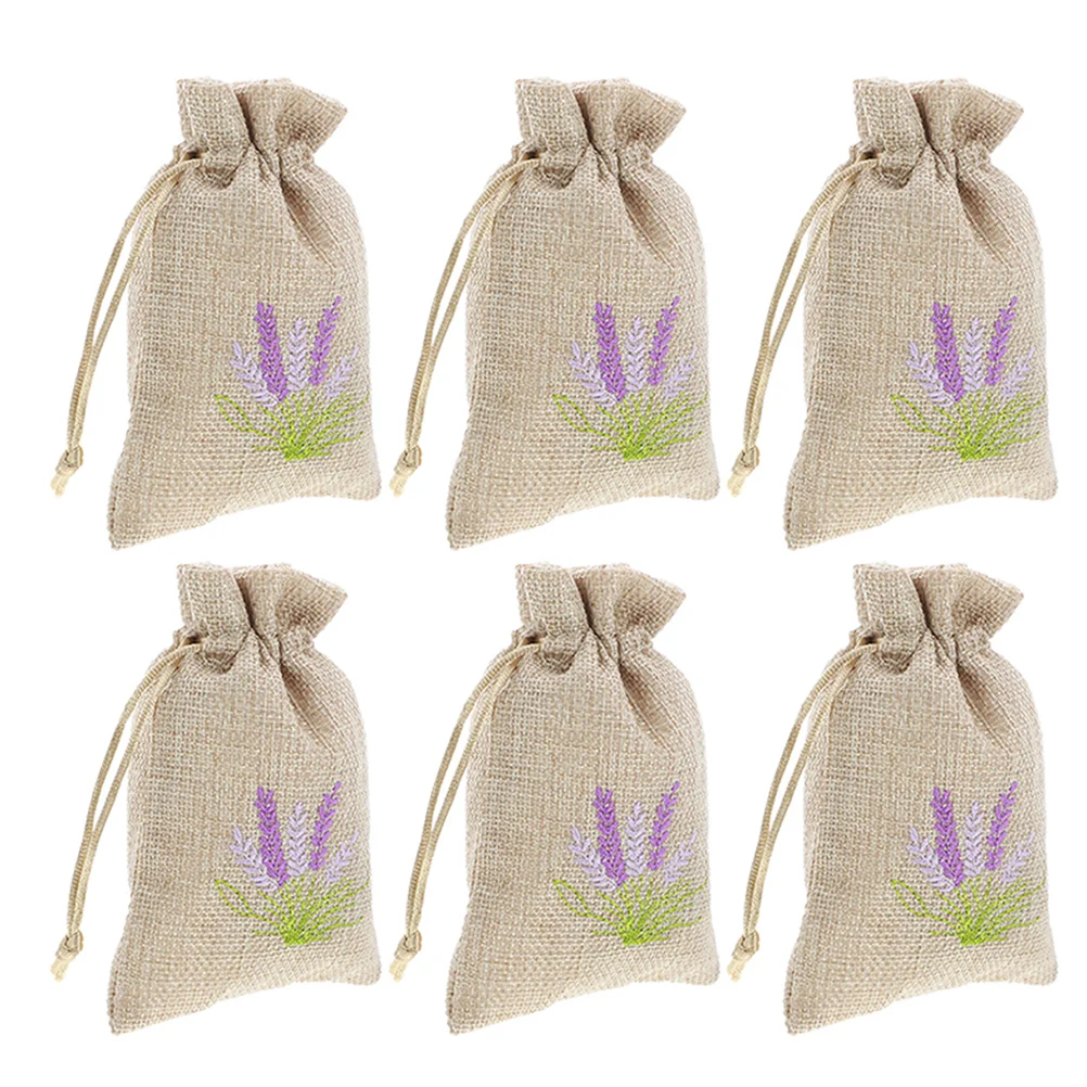 

6 Pcs Packaging Bags Lavender Sachet Drawstring Sachets Empty Khaki Scent Small Burlap