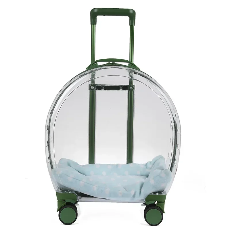 A Pet Trolley Box Portable Dog Cat Outing Bag Transparent Pet Backpack Checked Airline Cat Bag