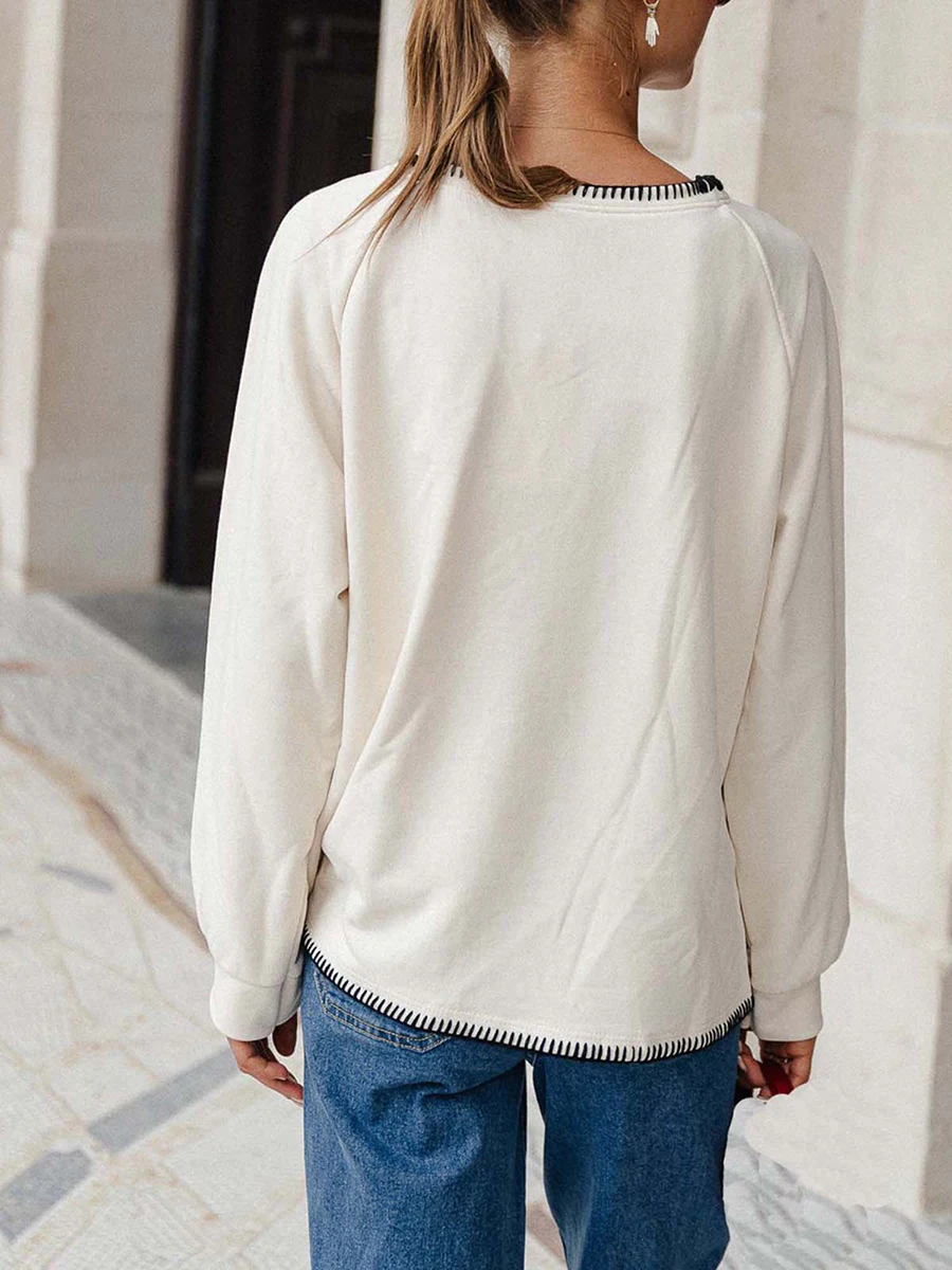 Women Cute Loose Sweatshirts Heart Patch Long Sleeve Pullovers Casual Fall Workout Tops Autumn Streetwear