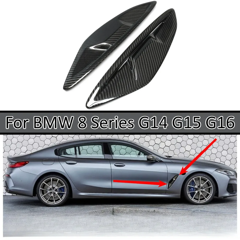 

Накладки на боковые воздухозаборники из настоящего сухого карбона для BMW 8 серии G14 G15 G16, комплект аксессуаров для внешнего стайлинга автомобиля