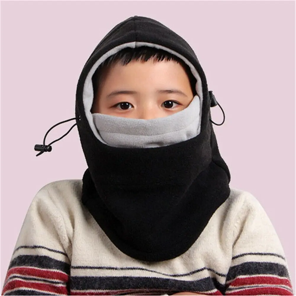 Kids Winter Fleece Balaclava Hat Thermal Neck Warm Full Face Ski Mask Hood Cap Boys Girls Children Cap