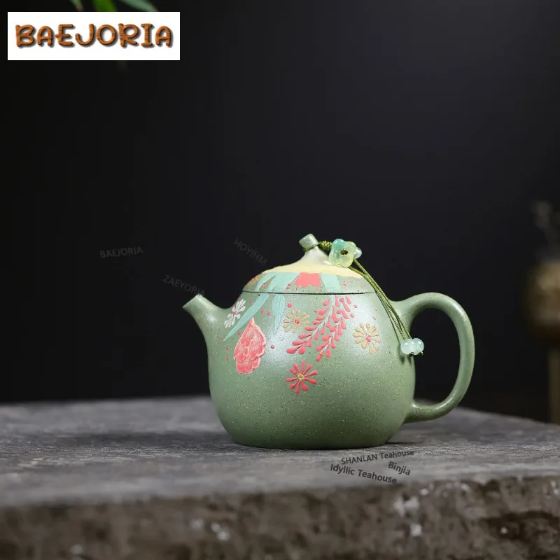 

180ml Aesthetic Yixing Purple Clay Teapots Handmade Eggplant Pot Raw Ore Bean Green Mud Kettle Chinese Zisha Tea Set Cha Craft