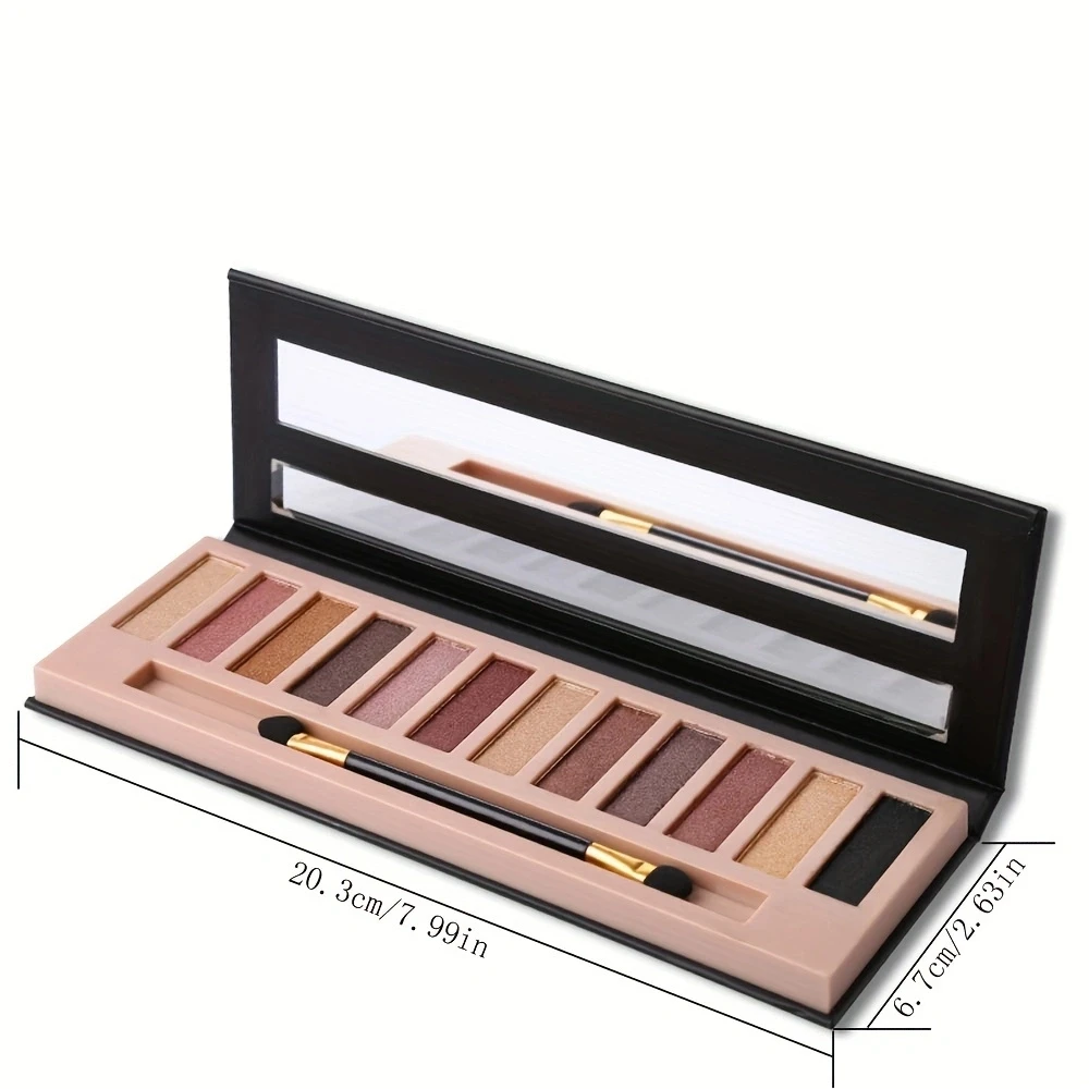 12-color matte pearlescent eyeshadow palette, long-lasting, non-smudged earth color makeup eyeshadow, pearlescent eyeshadow, cro