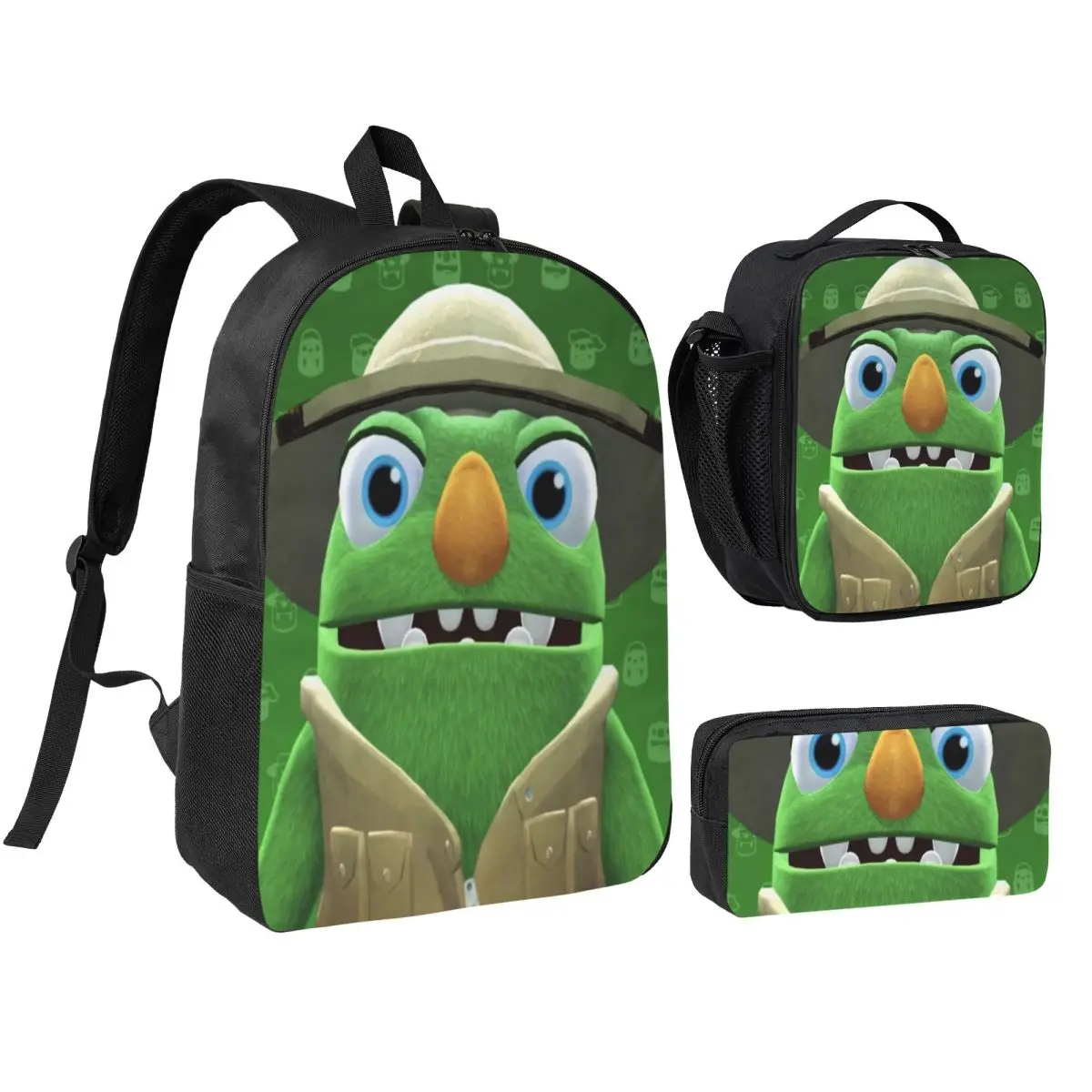 3Pcs Bugsnax Backpack Set for Girls Boys Pen Bags Bookbag Sets with Lunch Box For School Students Daypack