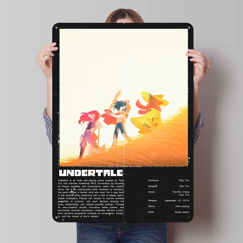 

Металлическая табличка-постер Undertale: винтажный декор для игровой комнаты, гаража, рабочего стола