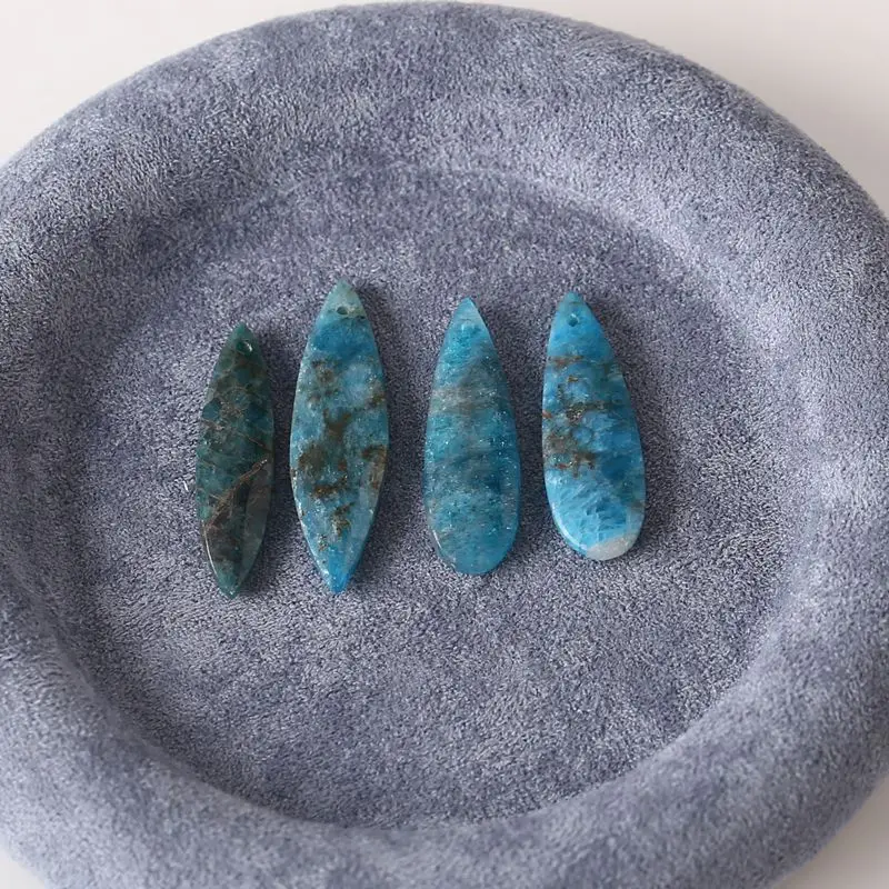 

4 шт., подвески ручной работы в форме капли и маркизы, подвески, синий кристалл апатита, натуральный камень, ювелирные аксессуары, 39x11x4 мм-9,7 г