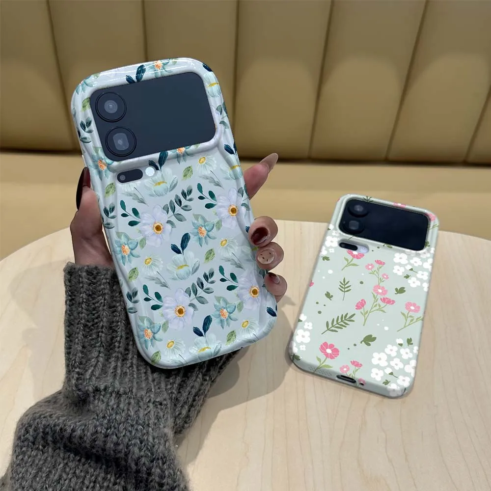 

Cartoon Blue Floral Pattern For Redmi Note 11 11S 11T 12 12S 12T 13 14 15 SE Pro Plus Speed 5G Wave Oil Film Phone Case